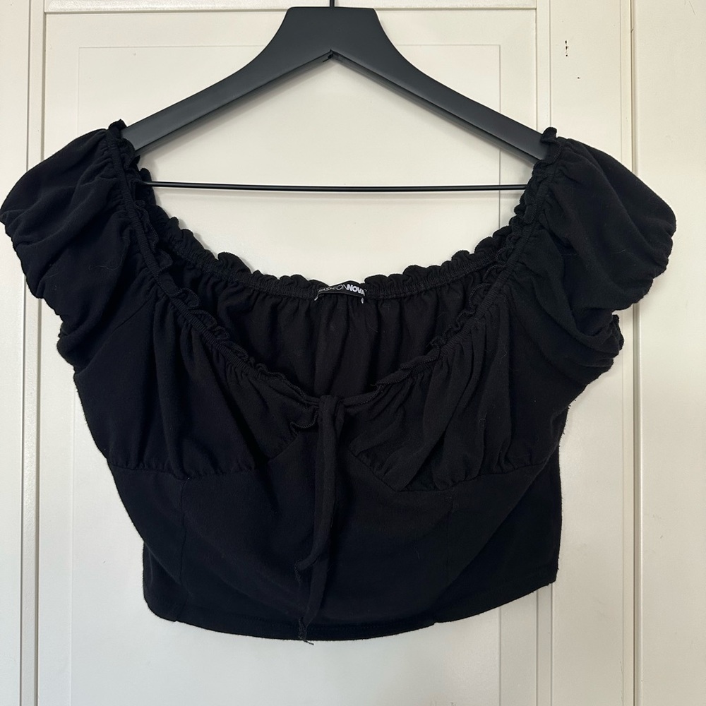 Black Ruched Women's Top